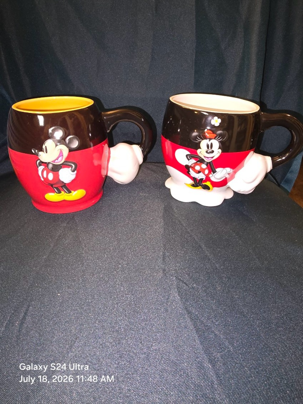 Disney Red and Black Mickey & Minnie Ceramic Mug Set